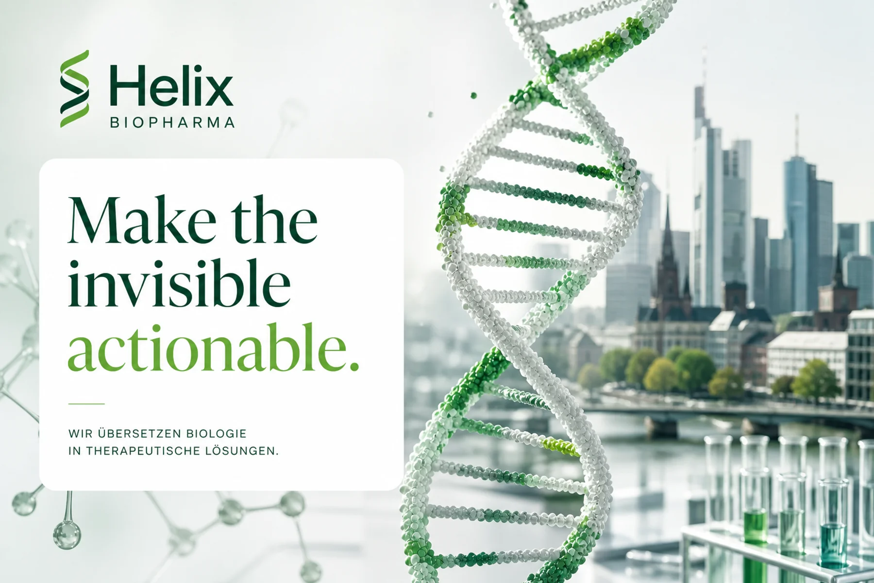 Fictional Helix Biopharma biotech research brand artwork