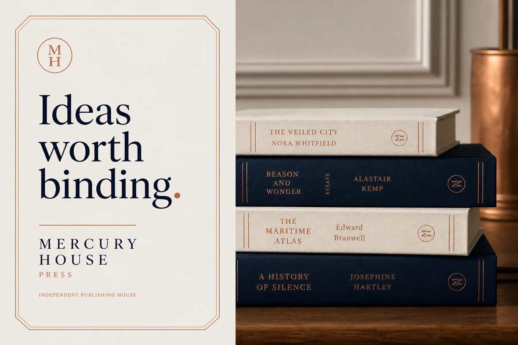 Fictional Mercury House Press publishing house campaign artwork