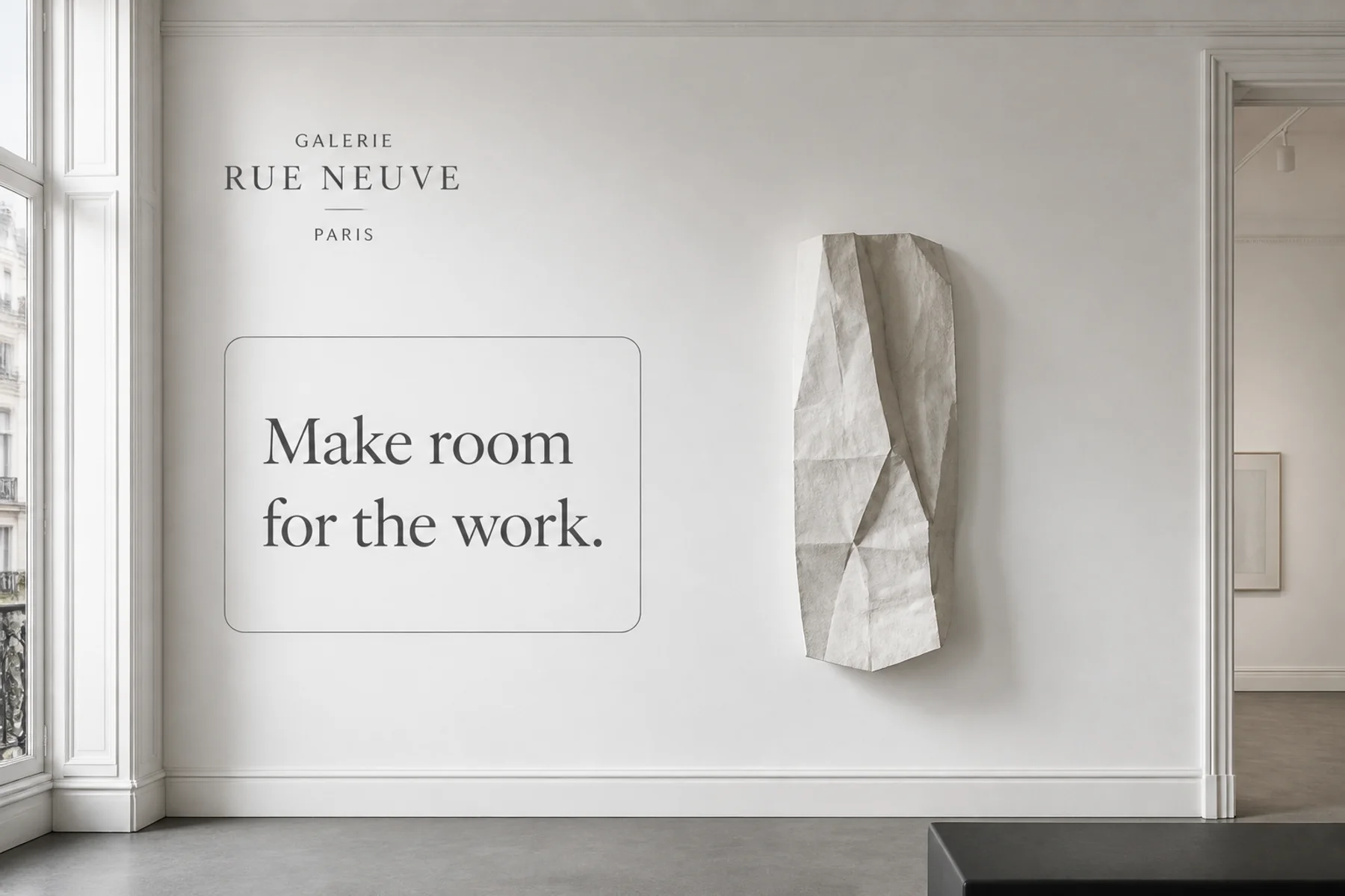 Fictional Galerie Rue Neuve contemporary art gallery campaign