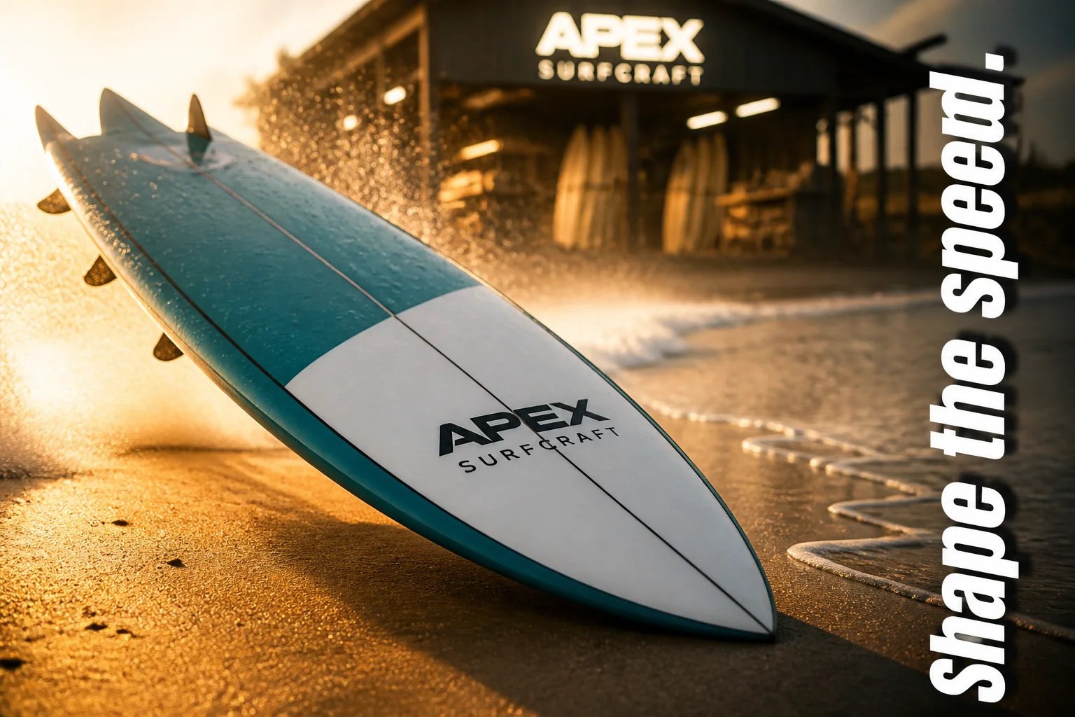 Fictional Apex Surfcraft surfboard engineering brand artwork