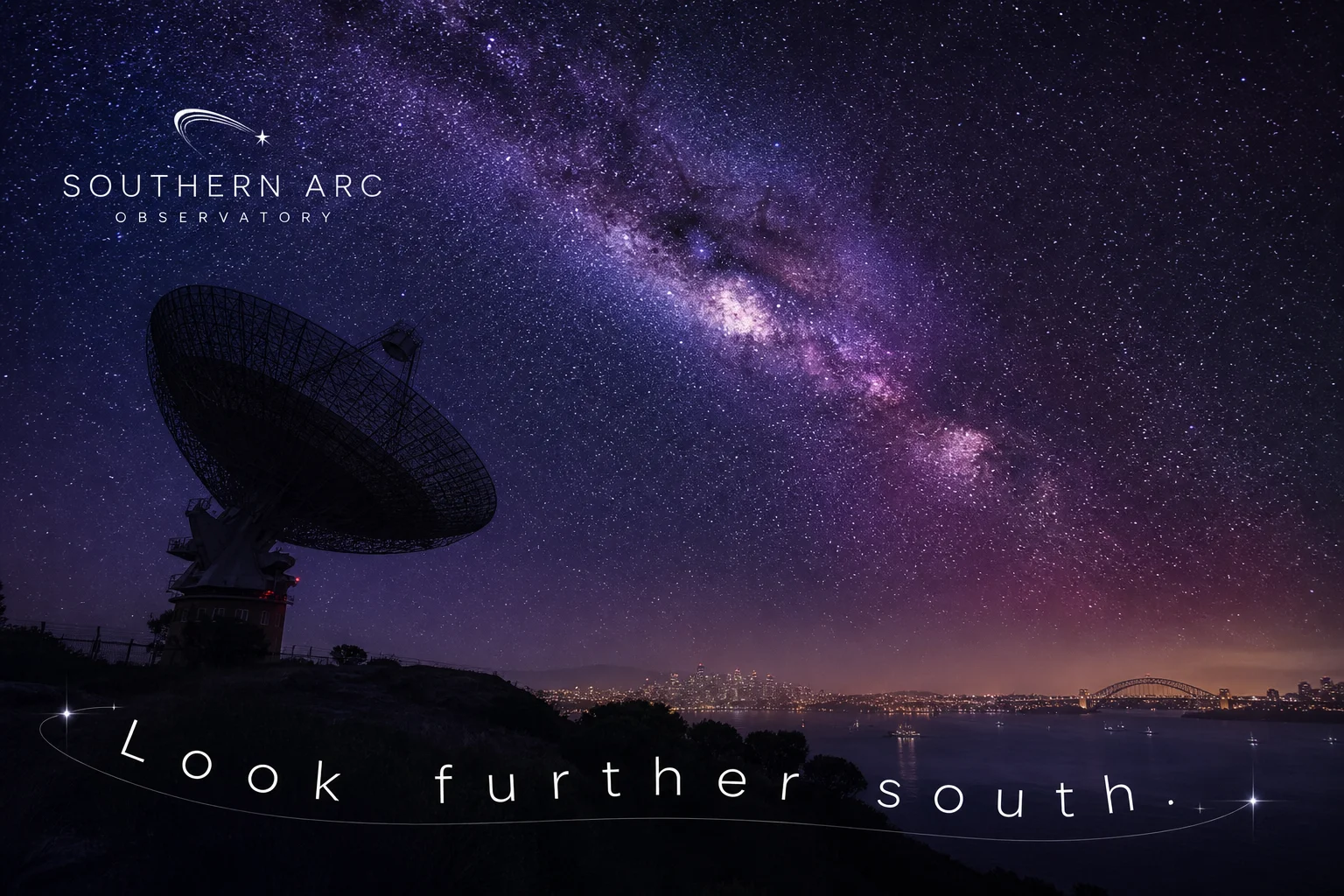 Fictional Southern Arc Observatory astronomy brand artwork
