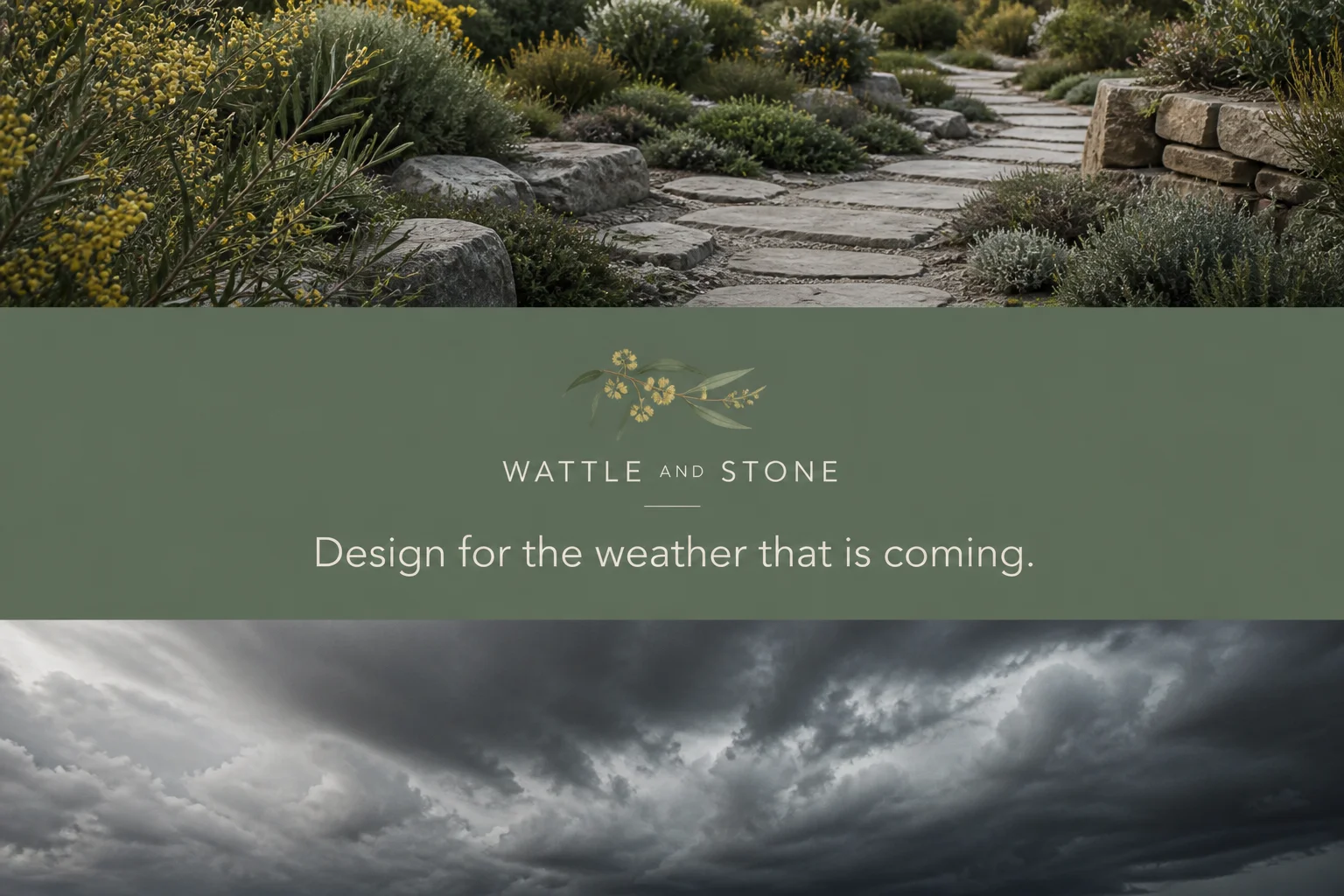 Fictional Wattle and Stone landscape architecture brand artwork