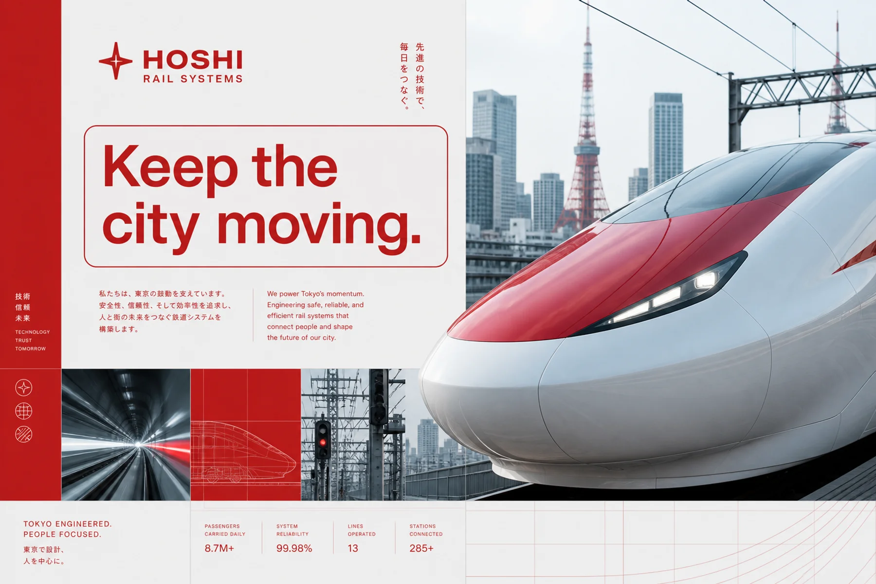 Fictional Hoshi Rail Systems railway technology brand artwork