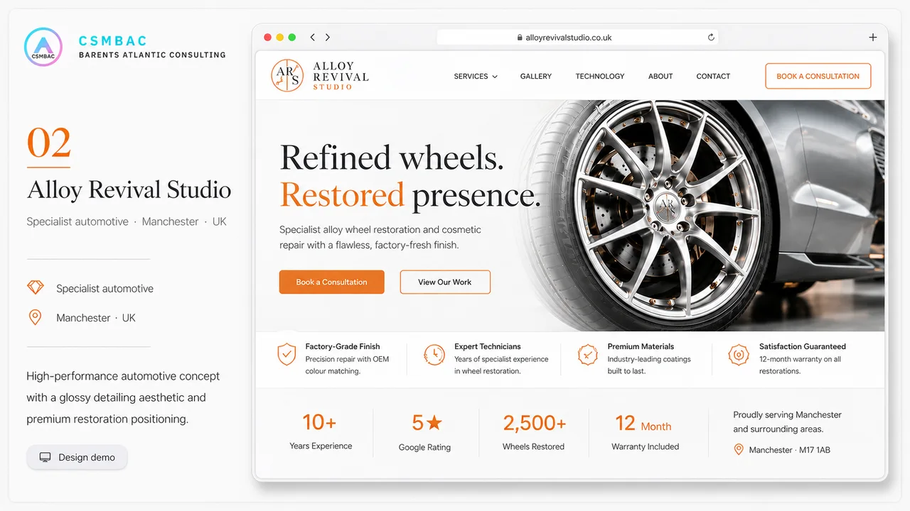 Example website theme concept, alloy revival studio