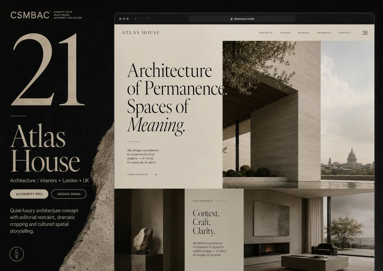 Example website theme concept — atlas house