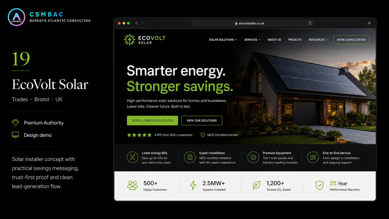 Example website theme concept — ecovolt solar