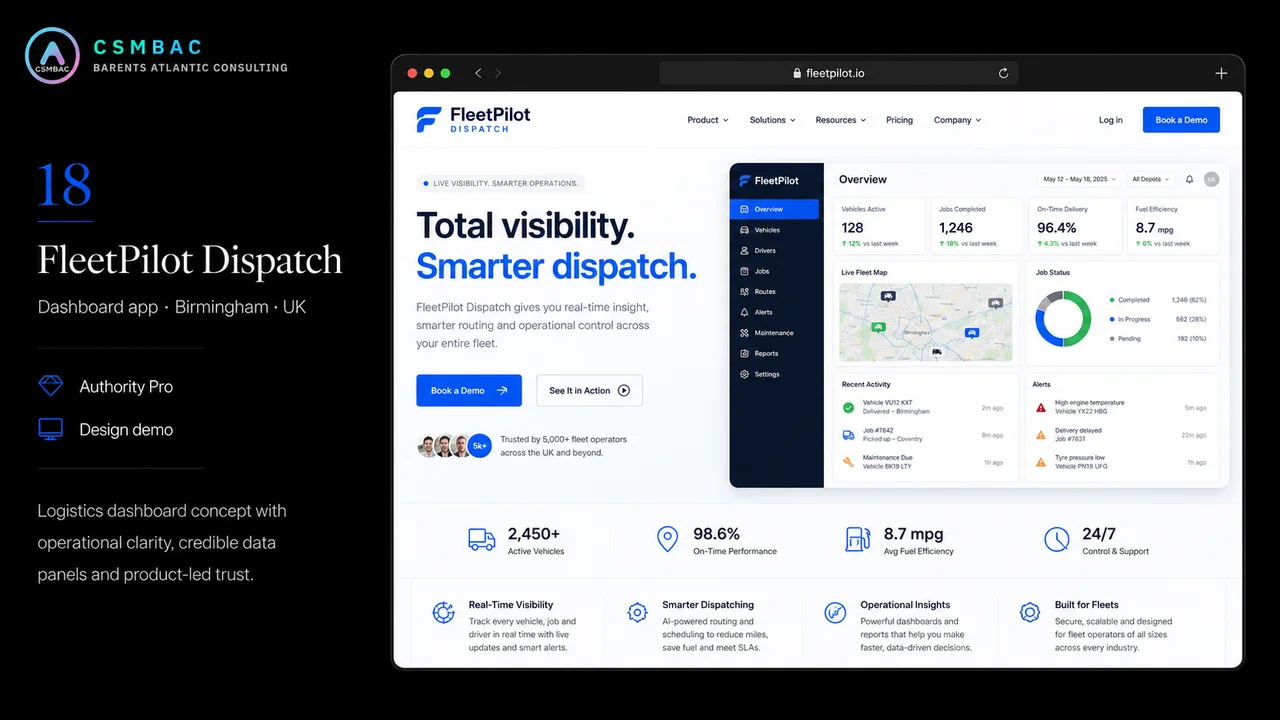 Example website theme concept — fleetpilot dispatch