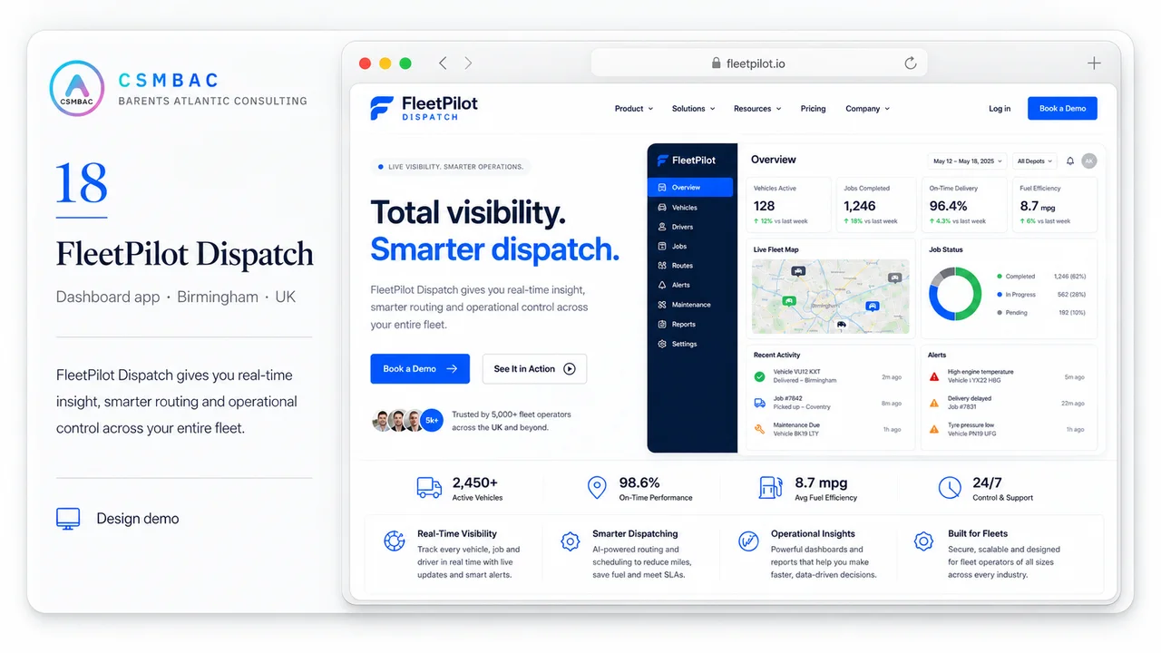 Example website theme concept, fleetpilot dispatch