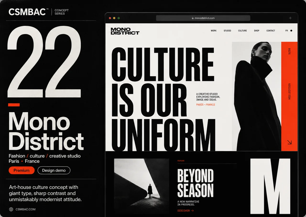 Example website theme concept — mono district