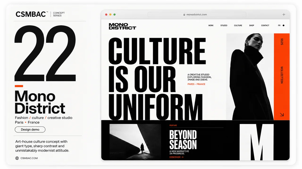 Example website theme concept, mono district
