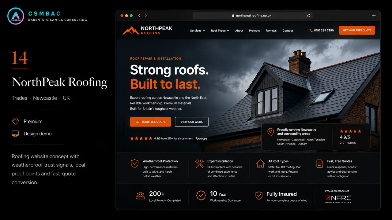 Example website theme concept — northpeak roofing