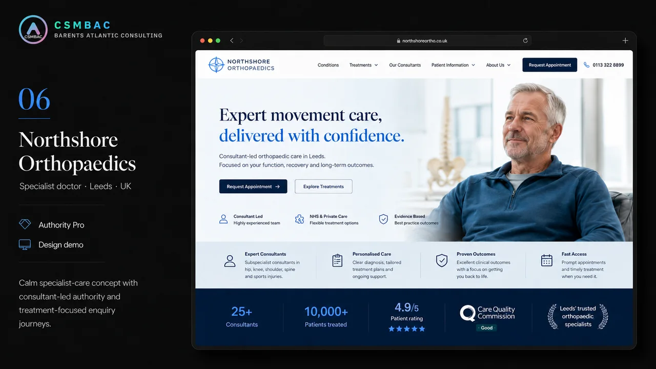 Example website theme concept — northshore orthopaedics