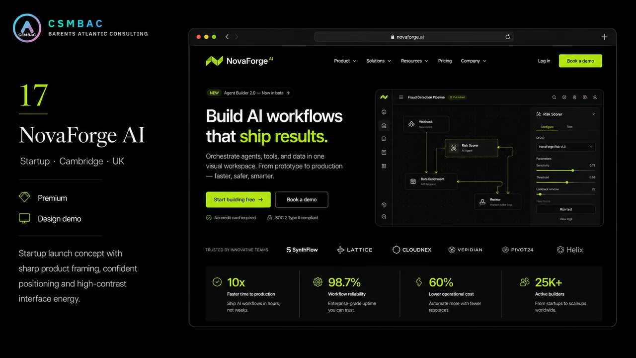 Example website theme concept — novaforge ai