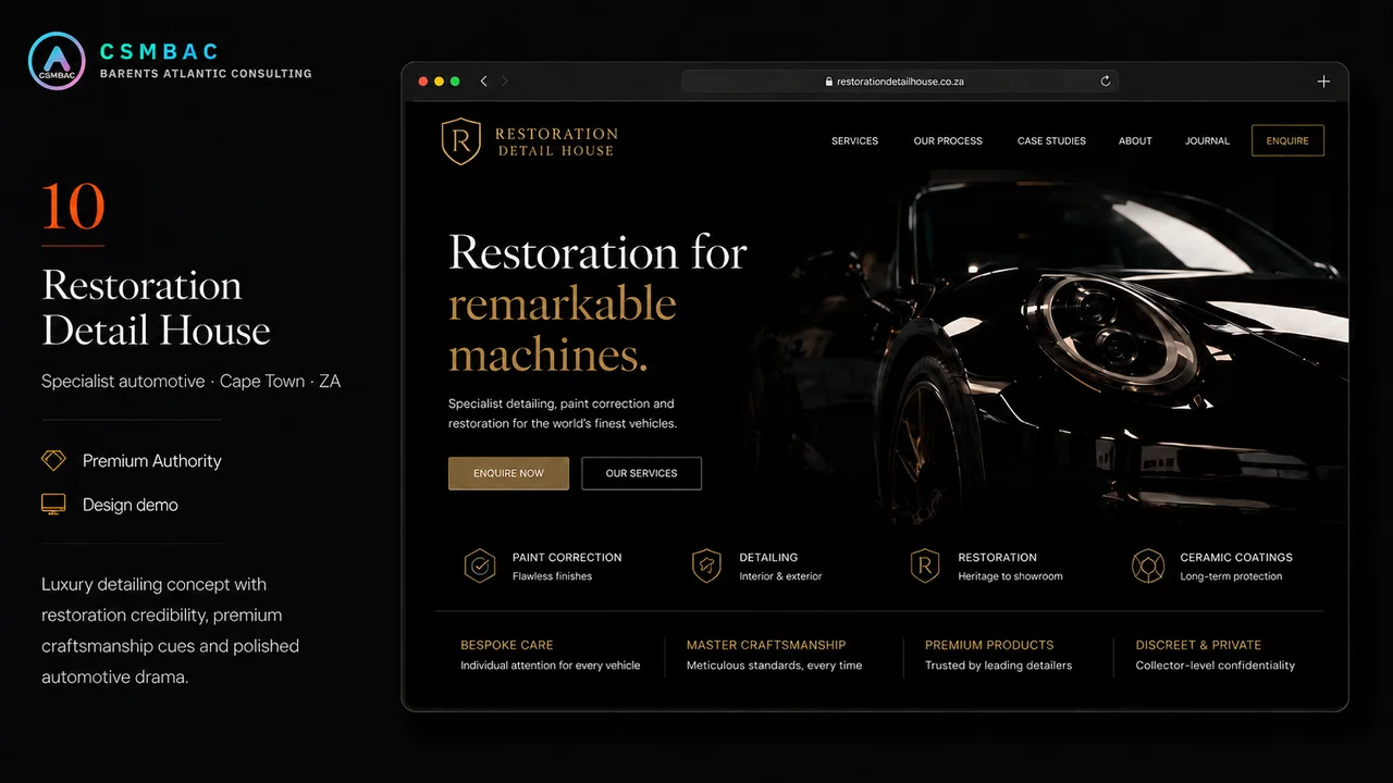 Example website theme concept — restoration detail house