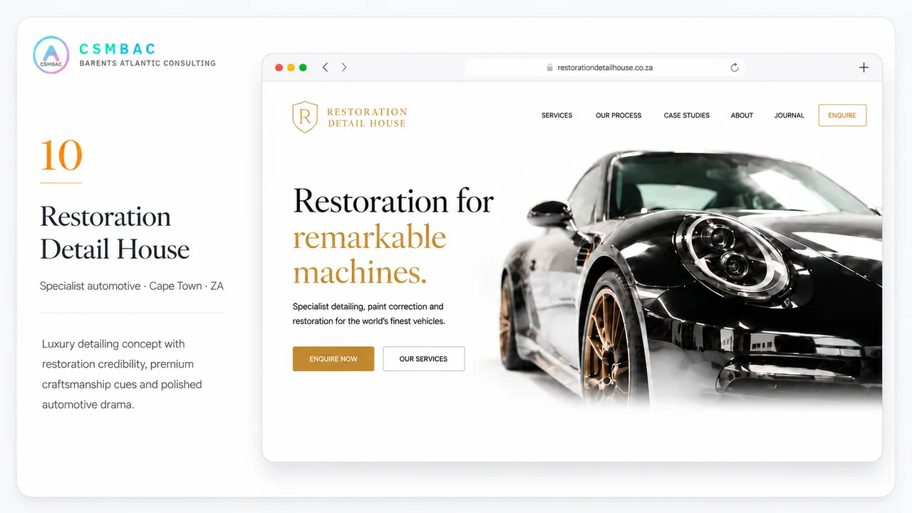 Example website theme concept, restoration detail house