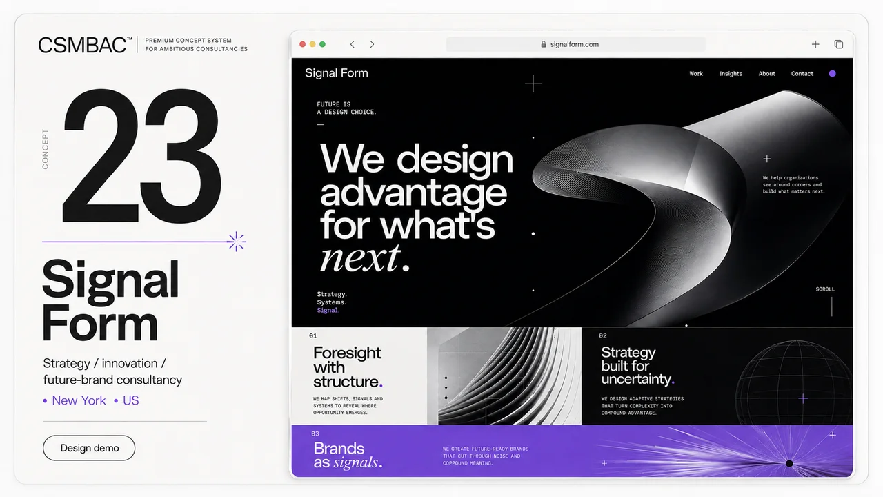 Example website theme concept, signal form