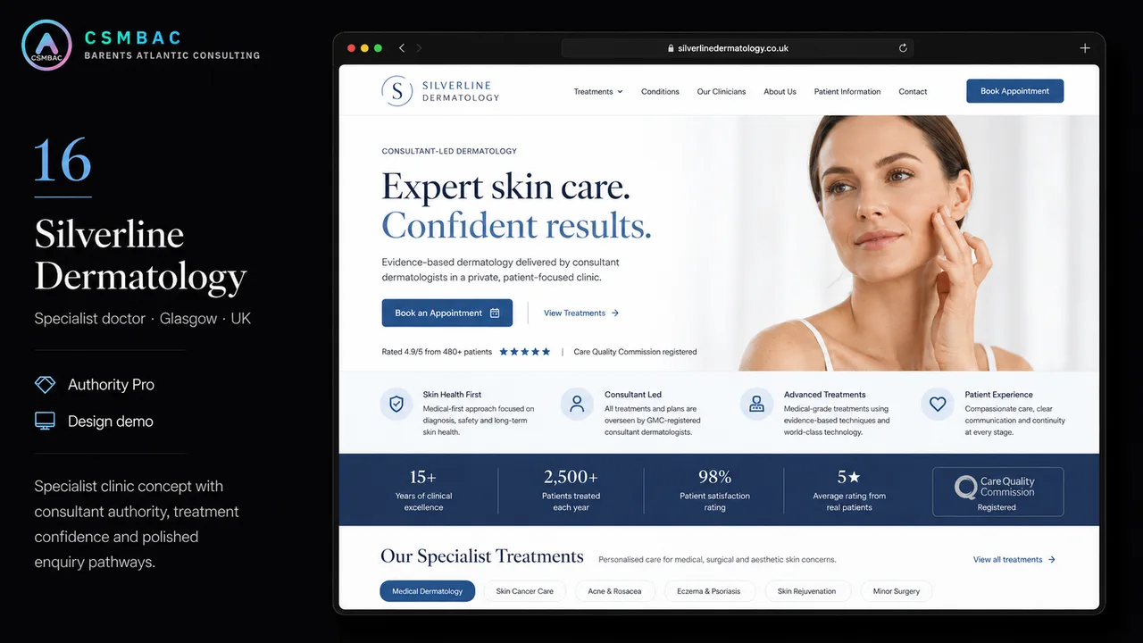 Example website theme concept — silverline dermatology
