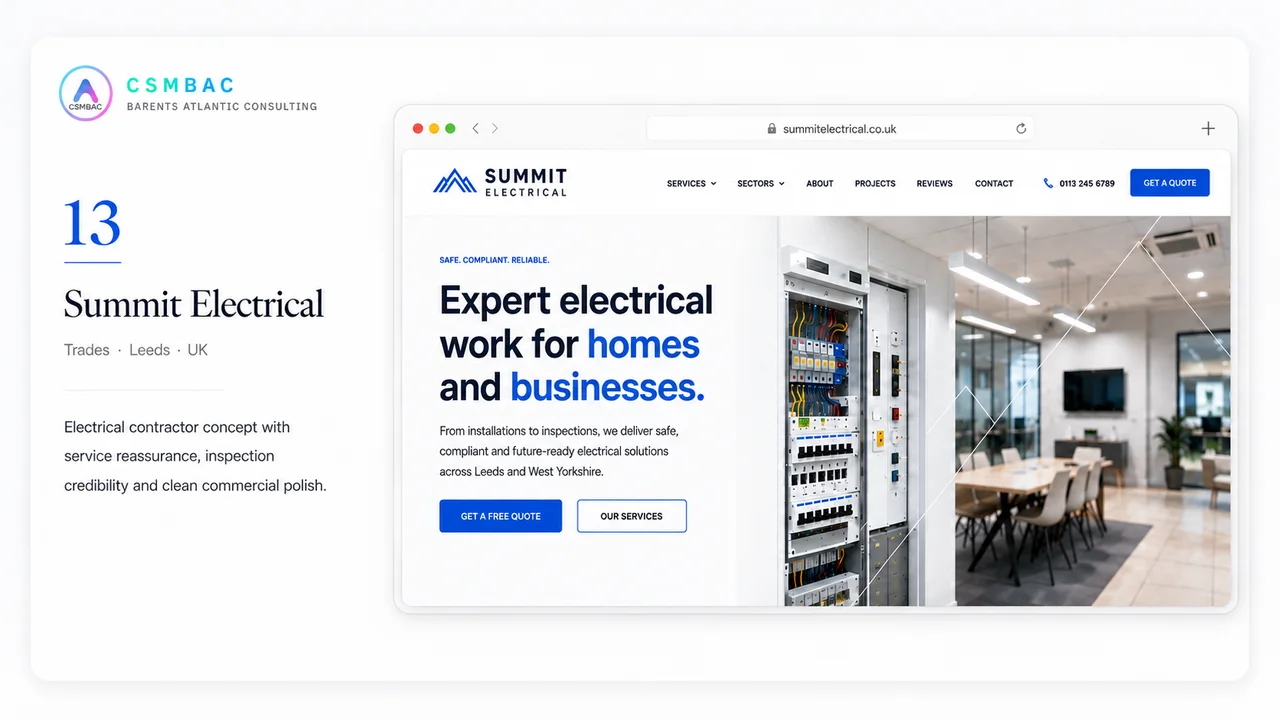 Example website theme concept, summit electrical