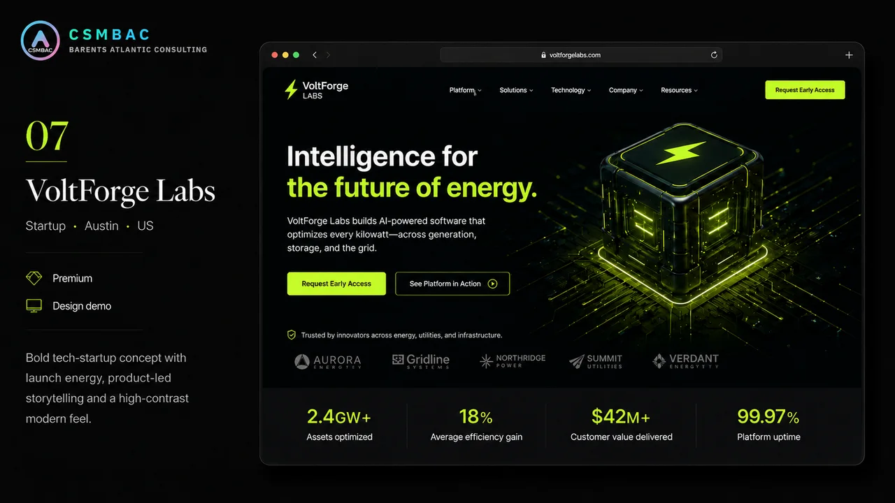 Example website theme concept — voltforge labs