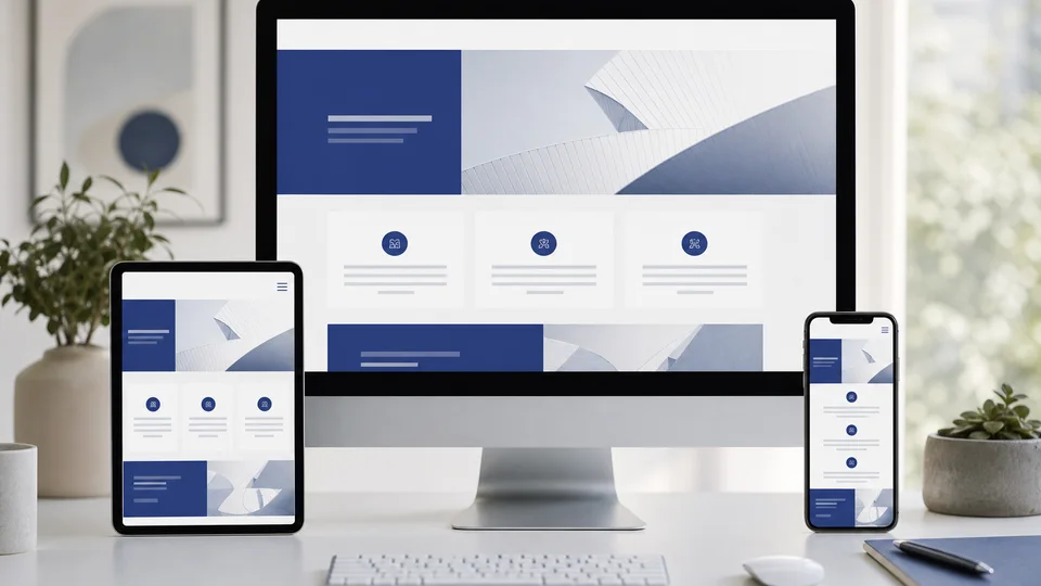 Portfolio and Showcase Website Ideas for Creators: responsive business website on desktop, tablet and mobile (Professional website presence)