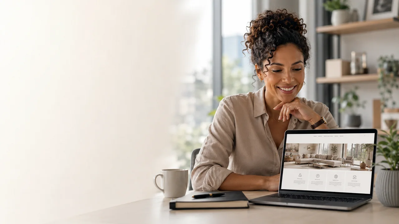 Business owner reviewing her existing website before deciding what to keep, improve or rebuild