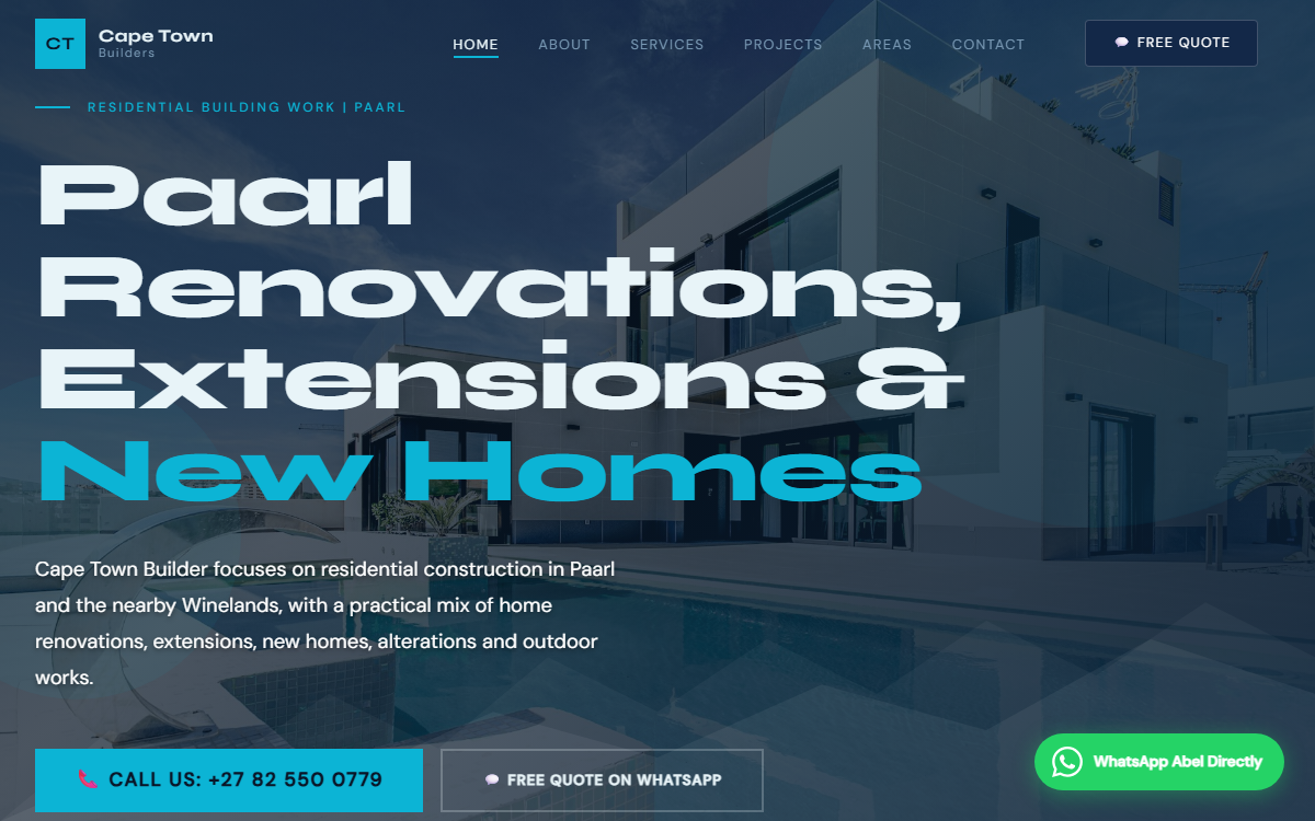 Builders — Cape Town homepage style preview