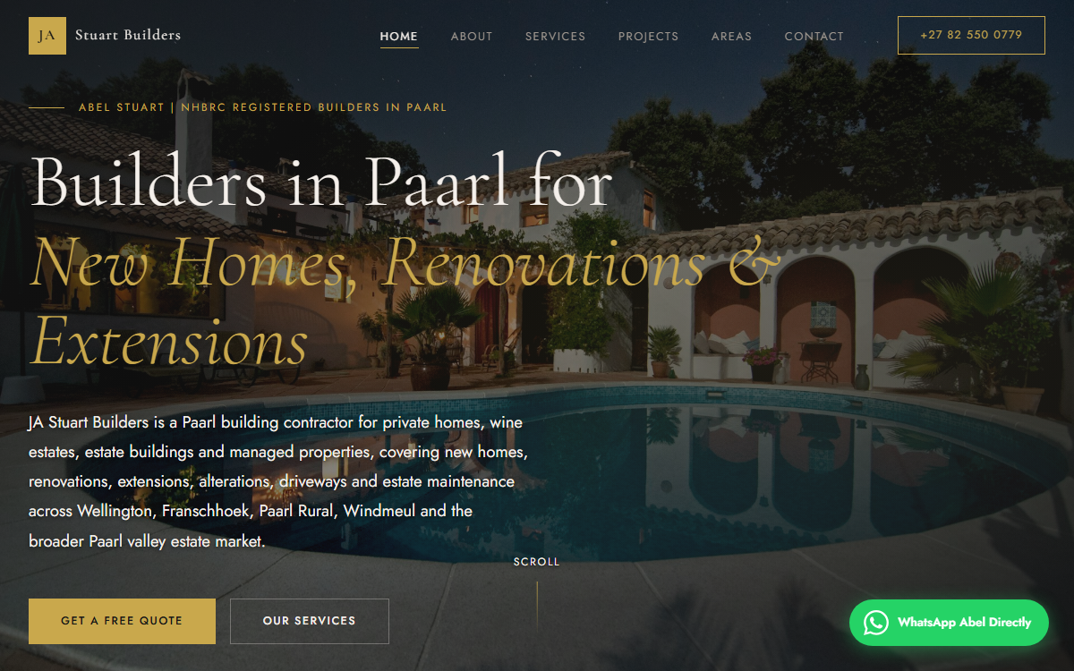 Builders — Winelands homepage style preview