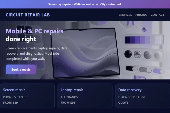Circuit Repair Lab design direction preview