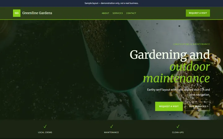 Gardening & outdoor homepage style preview