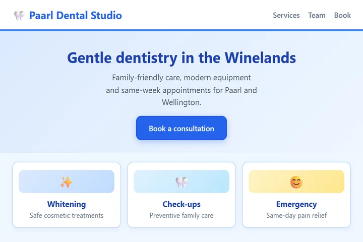 Harbour Dental Studio design direction preview