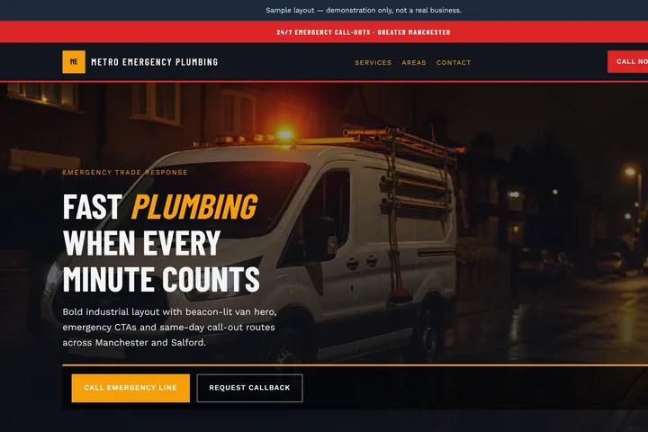 Metro Emergency Plumbing design direction preview