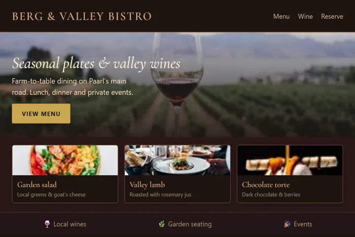 The Rhinelands Bistro design direction preview