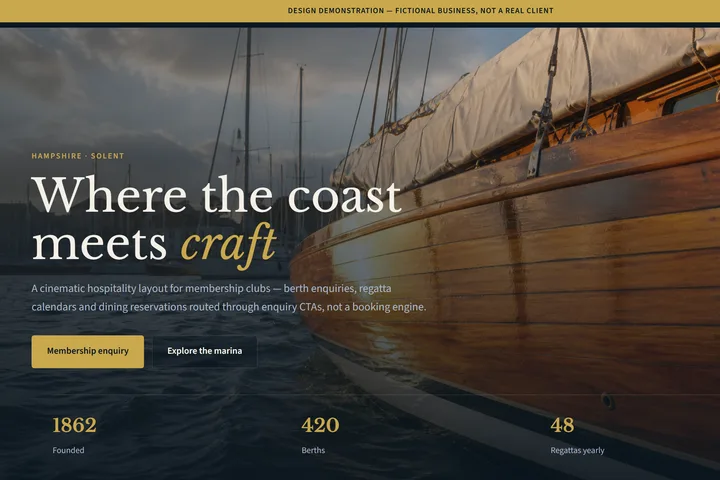 Solent Yacht Club design direction preview